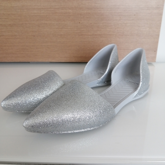Native Audrey Bling D'Orsay Silver Glitter Sparkle Slip On Flats 8 - Picture 5 of 16